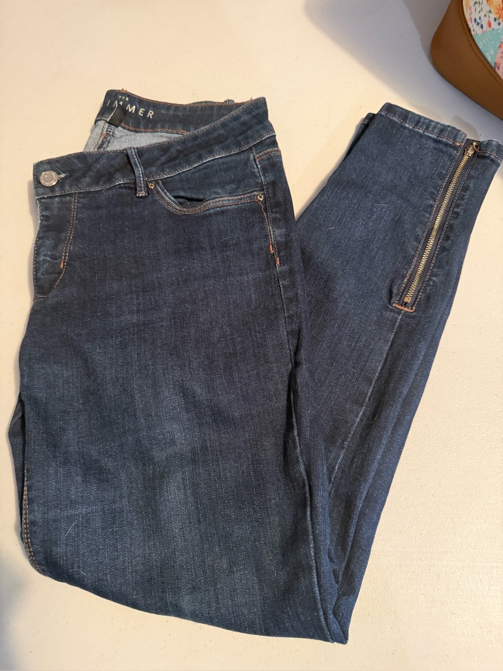 White House Black Market WHBM Skinny Jeans Size 6 Black Ankle Zip Stretch